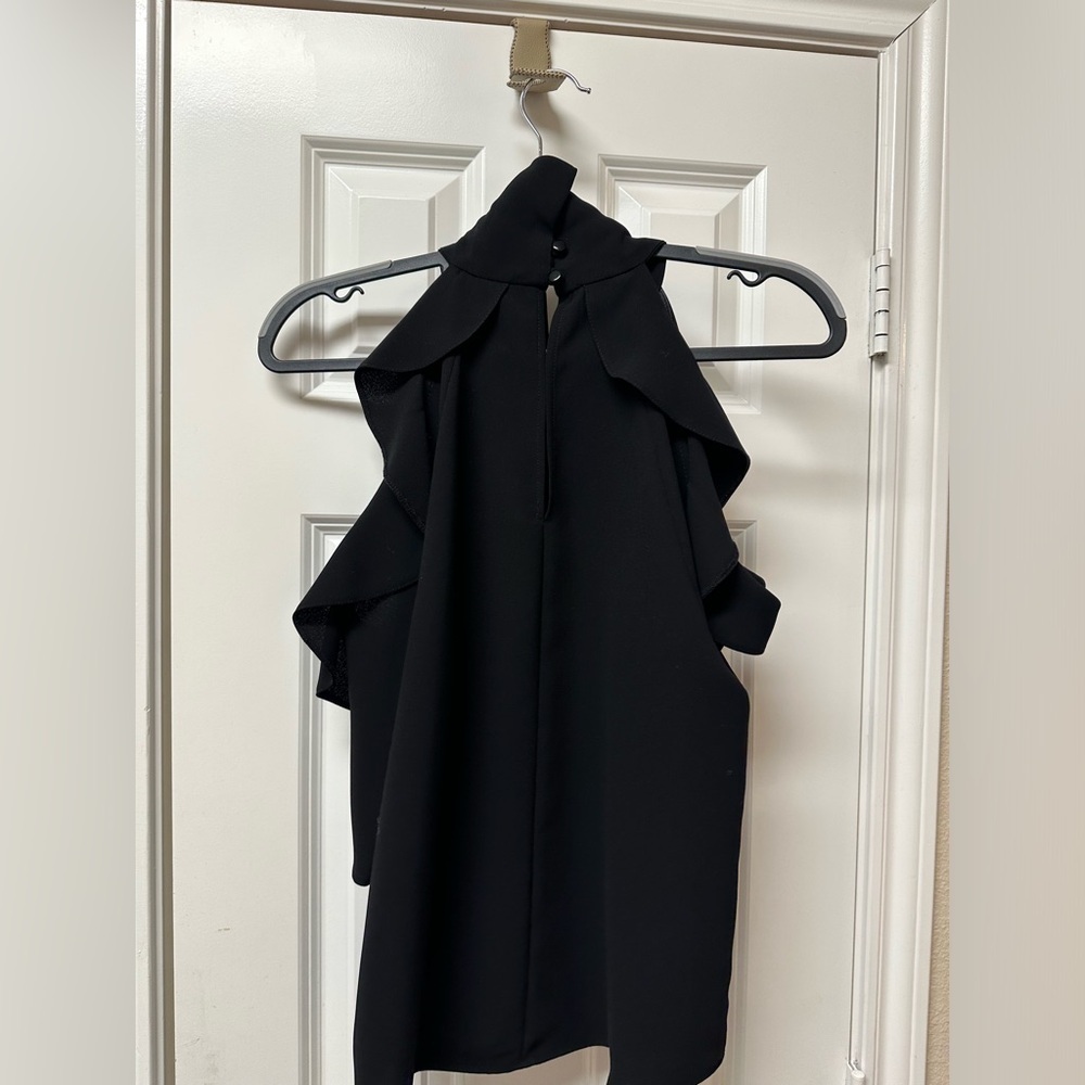 Black TopShop Halter Neck Ruffled Blouse size 4 - Picture 4 of 4